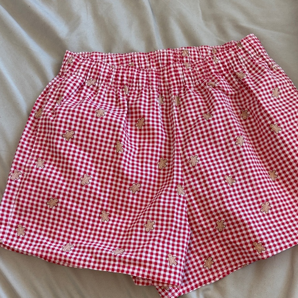 Hollister red gingham gingerbread pajama shorts